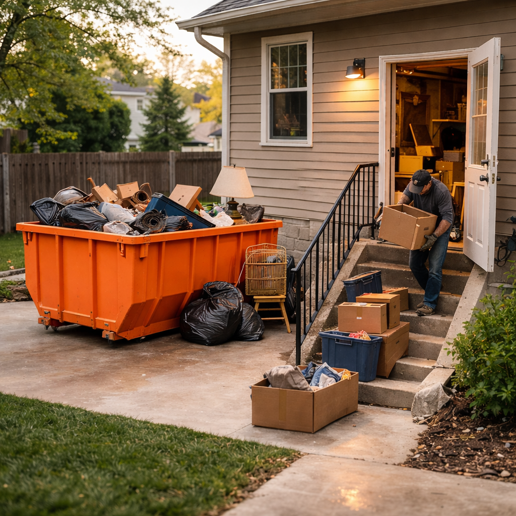 Home cleanout dumpster rental Kansas City roll off dumpster container for house cleanouts
