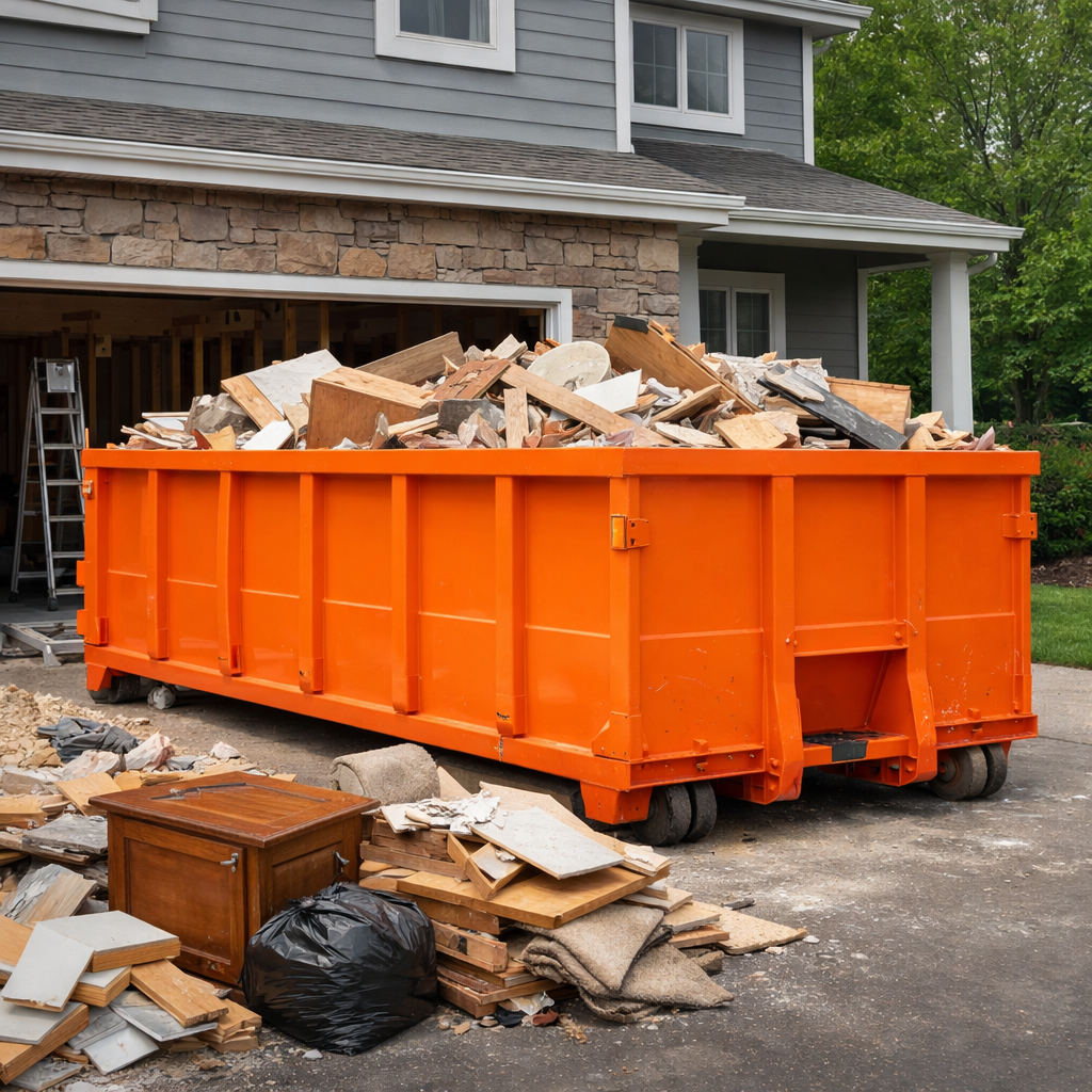 Home renovation dumpster rental Kansas City roll off dumpster container for remodeling debris